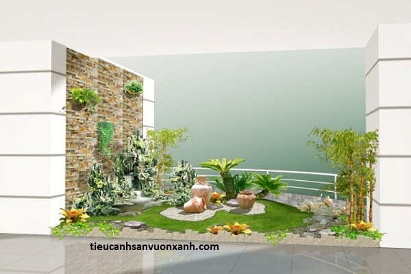 thiết kế tiểu cảnh ban c&ocirc;ng mẫu 1