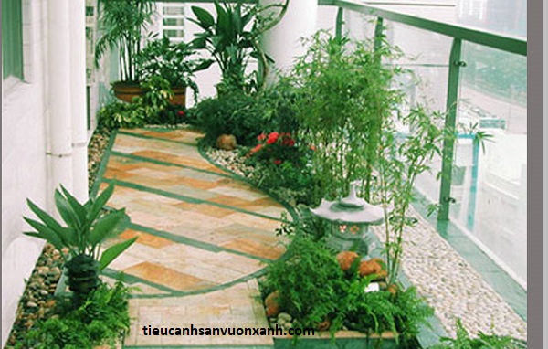 thiết kế tiểu cảnh ban c&ocirc;ng mẫu 2