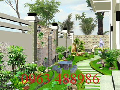 Thi công tiểu cảnh sân vườn