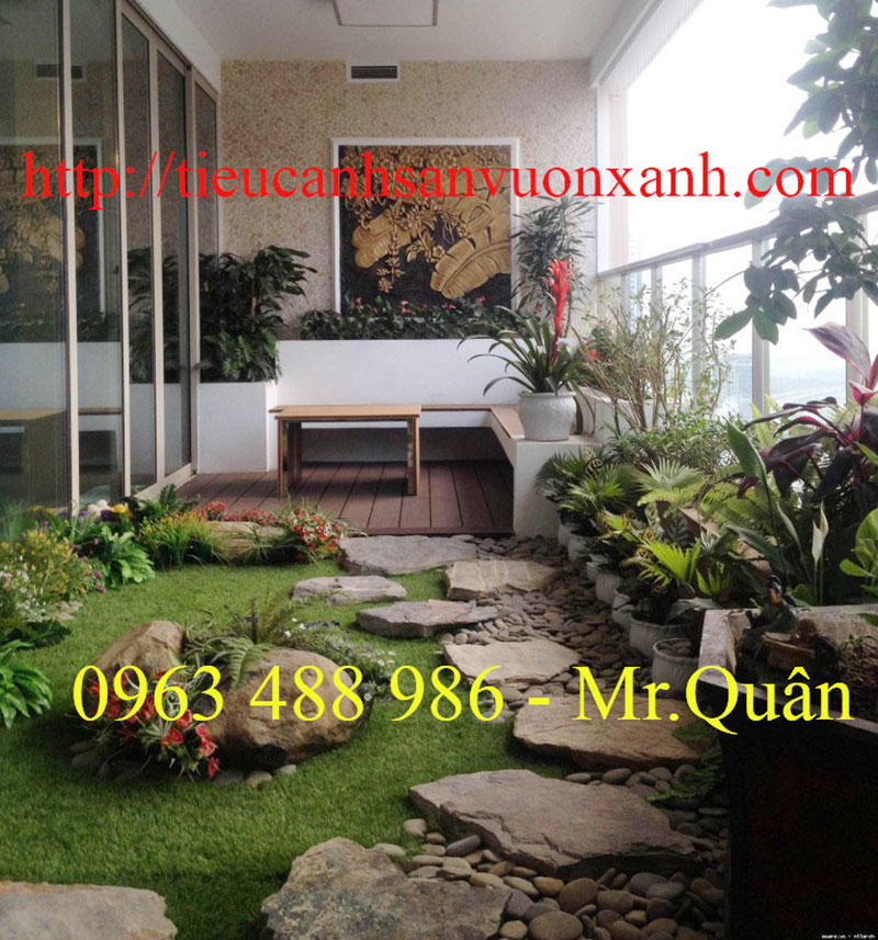 Thi c&ocirc;ng tiểu cảnh ban c&ocirc;ng 