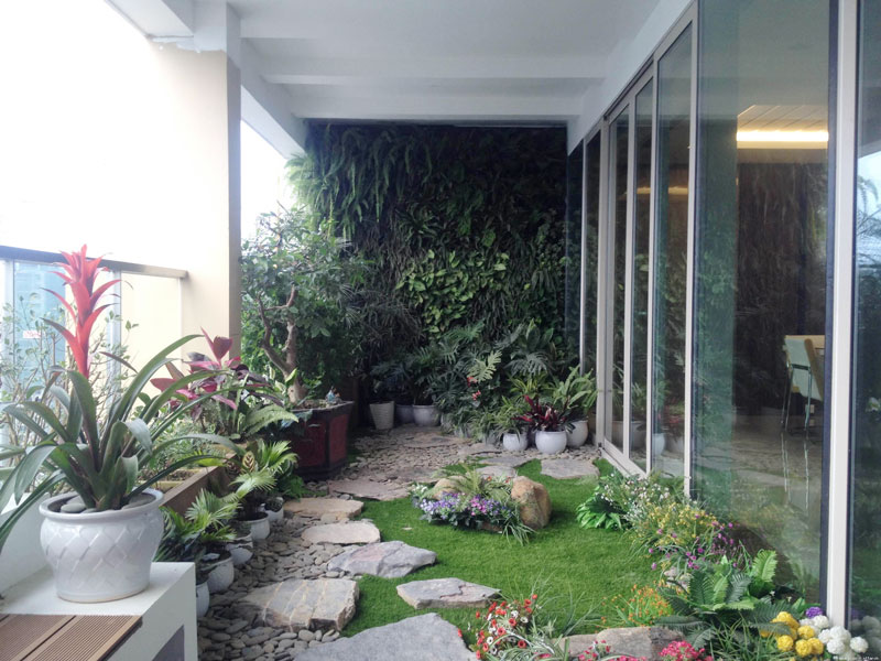 Thi c&ocirc;ng tiểu cảnh ban c&ocirc;ng