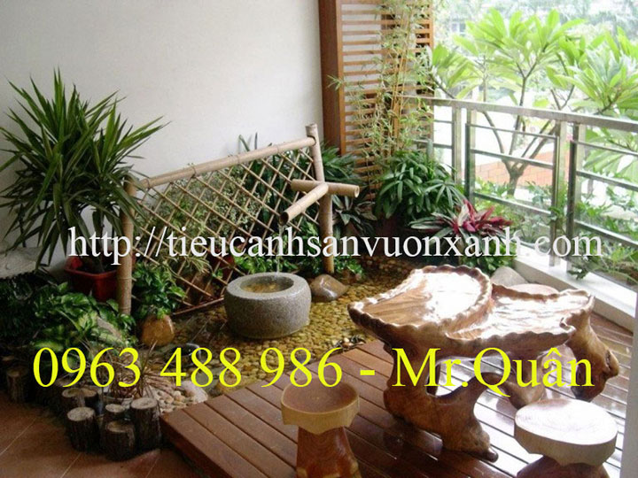 Thi c&ocirc;ng tiểu cảnh ban c&ocirc;ng chung cư dẹp