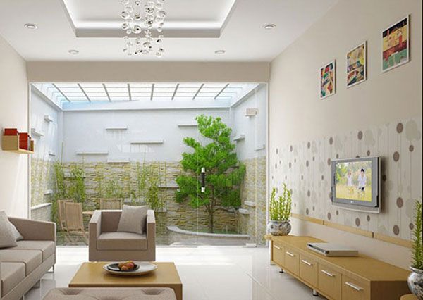 Tiểu cảnh giếng trời mang phong c&aacute;ch hiện đại