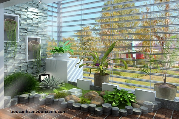 thiết kế tiểu cảnh ban c&ocirc;ng mẫu 10